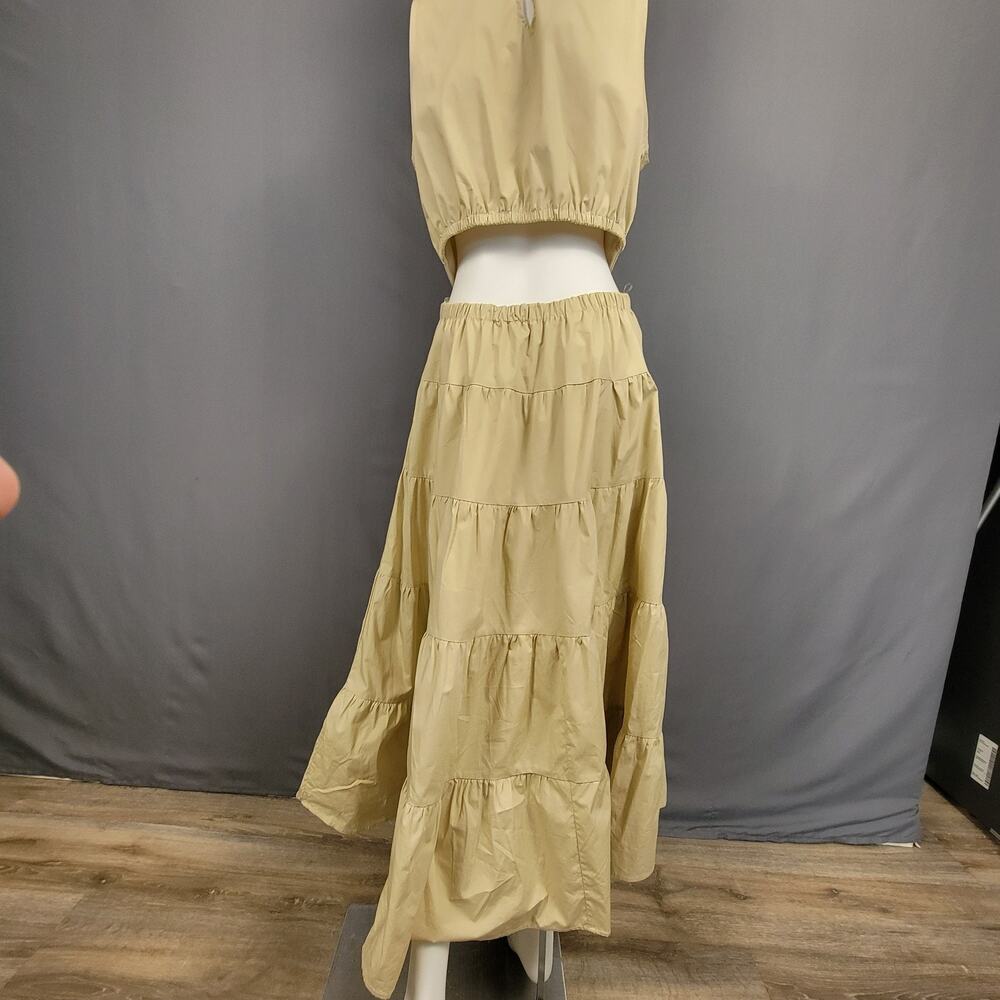 Merci Cream Ruched Mini Dress XS Open Back Ruffle Sleeve Romantic - Picture 4 of 9